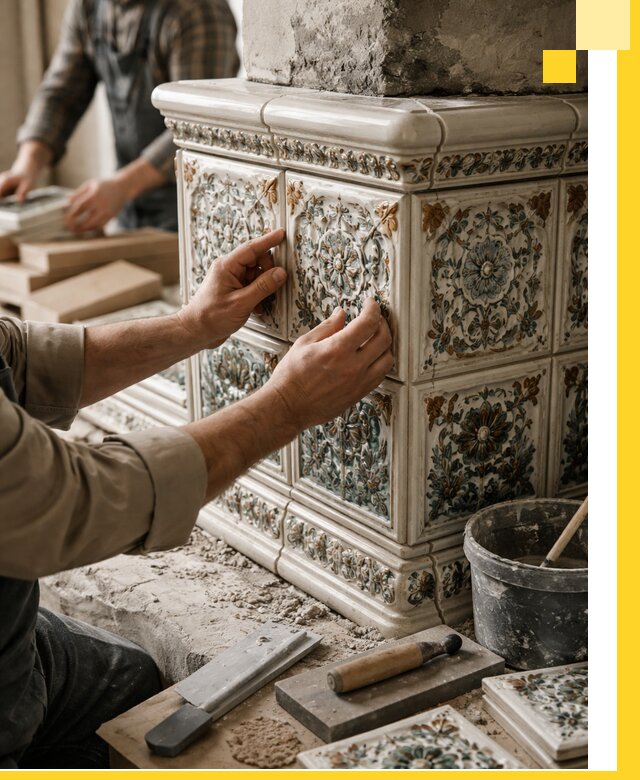 Изразцовые камины под ключ в Бугуруслане: проект и монтаж