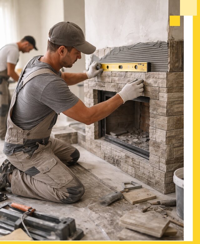 Облицовка каминов в Бугуруслане, монтаж и отделка натуральным камнем