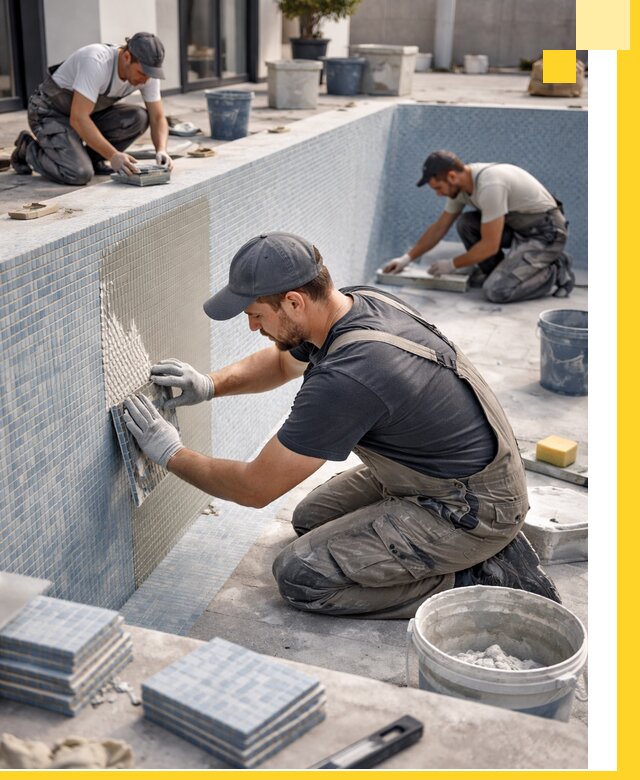 Облицовка бассейнов в Бугуруслане плитка мозаика гидроизоляция