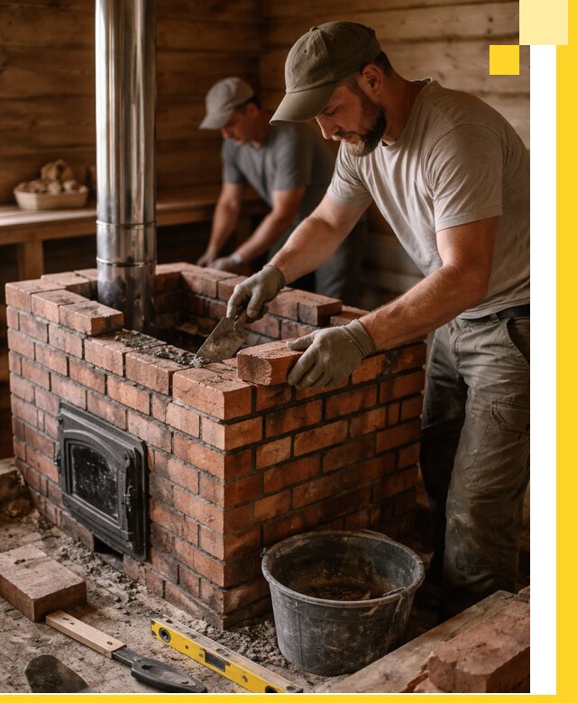 Кирпичные печи для бани под ключ в Бугуруслане, проект и монтаж