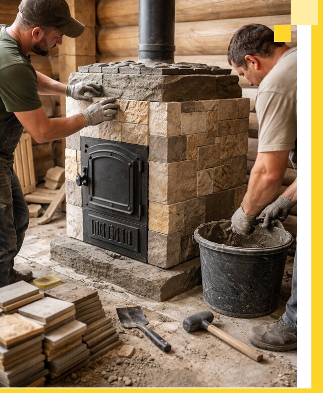 Облицовка банной печи под ключ в Бугуруслане: камень и плитка