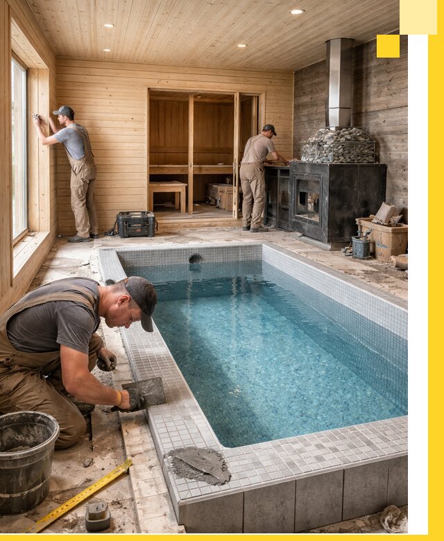 Проект бани с бассейном и сауной в Бугуруслане под ключ