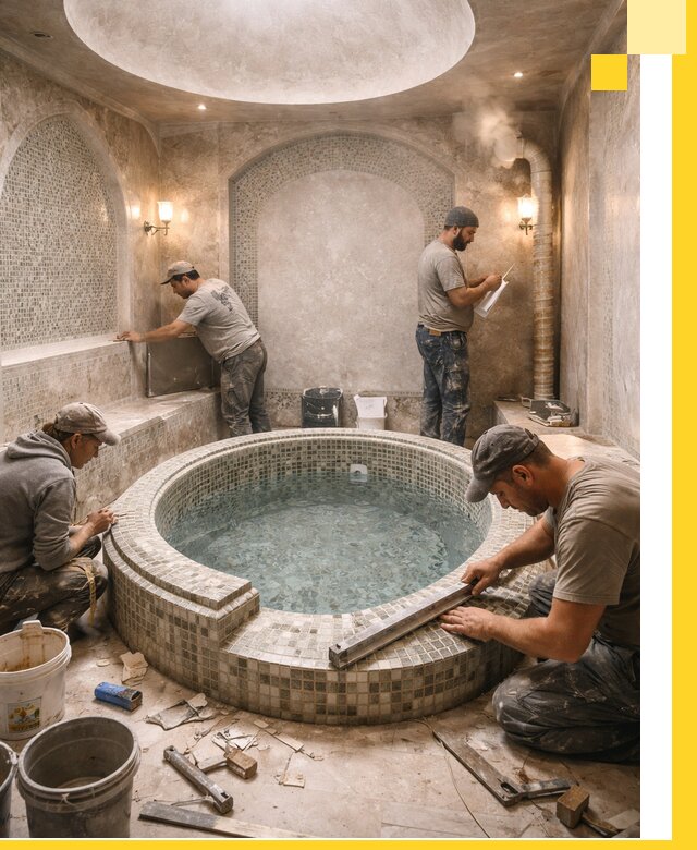 Профессиональное строительство хамама с бассейном в Бугуруслане под ключ
