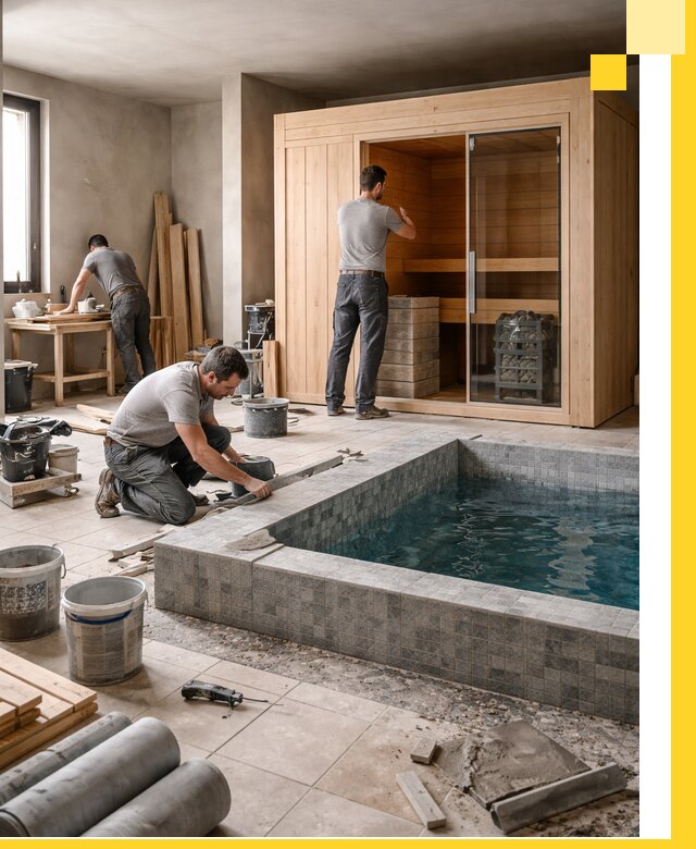 SPA зоны под ключ с бассейном сауной и печью в Бугуруслане